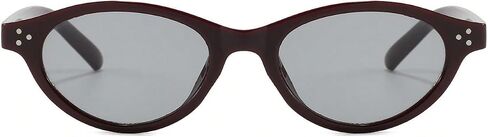 Women's Jujube Red Cat Eye PC Frame Personalized Rivet Retro Solid Color Fashionable Street Style Fashion Sunglasses in Kuwait