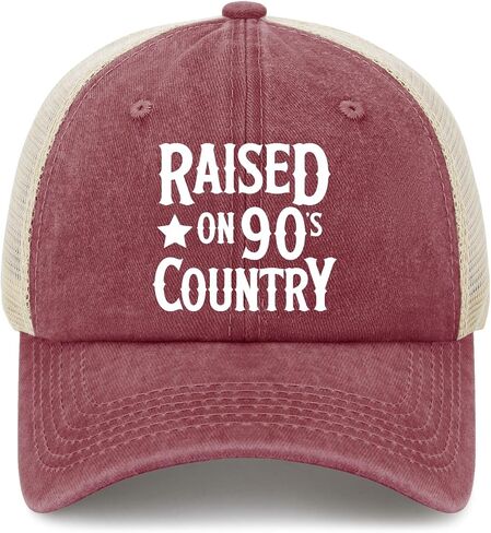 Raised On 90s Country Hat Trucker Hat for Women Dad Hats Funny Birthday Gifts in Saudi Arabia