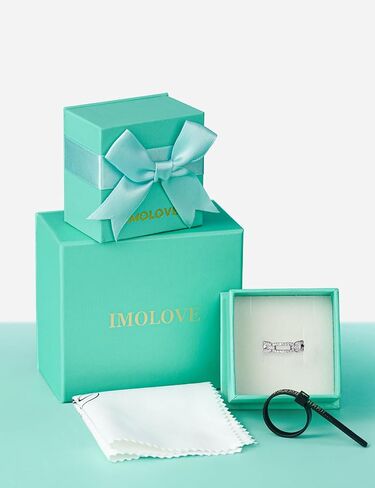 IMOLOVE Moissanite Wedding Bands for Women, Fashion Simple 0.36 Carat Silver Eternity Band Rings for Women Trendy Everyday Chain Link Ring with 18K White Gold Plated Size 5-11 in Saudi Arabia