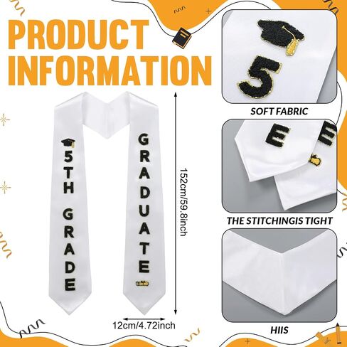 Sosation Grade Graduation Stole Chenille Letter Class of 2026 Grade Graduation Sash Gift Party Decorations Supplies in Kuwait