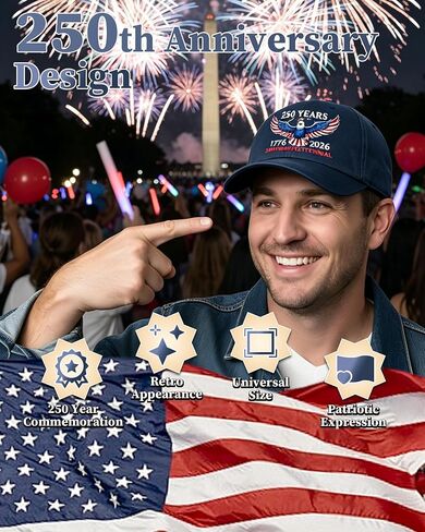 250th Anniversary Hat - Adjustable Navy Blue 250 Year American Anniversary Hat with USA Flag Eagle 1776-2026 Baseball Cap for Men Women Veterans Family Friends Patriotic in Saudi Arabia