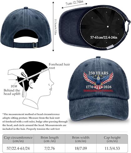 250th Anniversary Hat - Adjustable Navy Blue 250 Year American Anniversary Hat with USA Flag Eagle 1776-2026 Baseball Cap for Men Women Veterans Family Friends Patriotic in Saudi Arabia