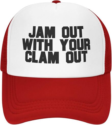 قبعة سائق الشاحنة المضحكة من Jam Out with Your Clam Out من أجل الفكاهة للبالغين قبعات البيسبول الرياضية الشبكية القابلة للتعديل للنساء والرجال باللون الأسود in Kuwait