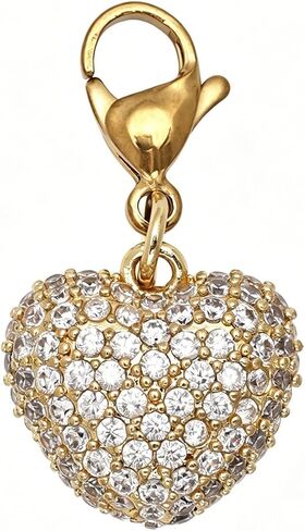 AMOBESTER 14K Gold-plated hollow Heart Clasp on Charms Heart with Cubic Zirconia Pendant for Necklace and Bracelet in Saudi Arabia