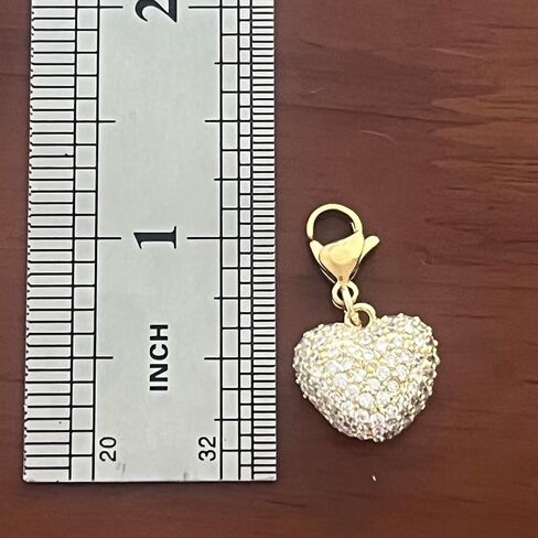 AMOBESTER 14K Gold-plated hollow Heart Clasp on Charms Heart with Cubic Zirconia Pendant for Necklace and Bracelet in Saudi Arabia