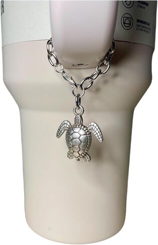 Tumbler Charm - Silver Sea Turtle - Handle Charm - Cup Accessory - Beach Accessory - Ocean Theme - Jewelry - Gift for Women - Gift for Her in Kuwait