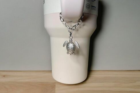 Tumbler Charm - Silver Sea Turtle - Handle Charm - Cup Accessory - Beach Accessory - Ocean Theme - Jewelry - Gift for Women - Gift for Her in Kuwait