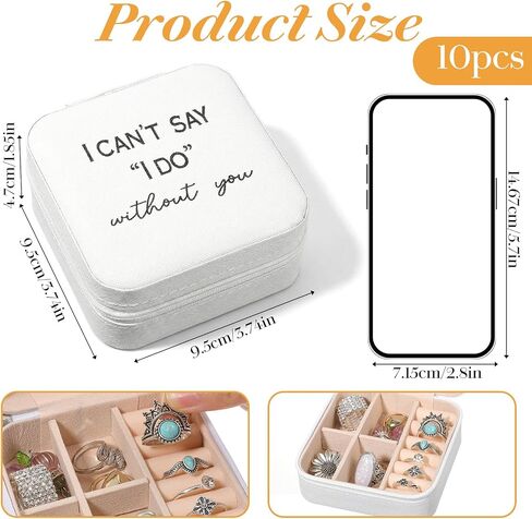 10 Pack Travel Jewelry Case Small Jewelry Box for Bridesmaid Gifts White PU Leather Portable Earring Organizer Wedding Proposal Keepsake 3.74x3.74x1.85 Inch in Kuwait