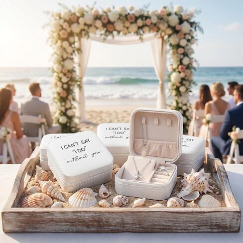 10 Pack Travel Jewelry Case Small Jewelry Box for Bridesmaid Gifts White PU Leather Portable Earring Organizer Wedding Proposal Keepsake 3.74x3.74x1.85 Inch in Kuwait