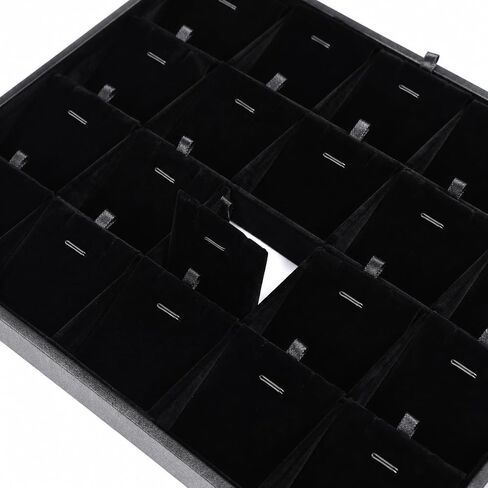 2pcs 24 Grids Stackable Jewelry Tray Organizer with Removable Dividers, Velvet Jewelry Display Tray, Black Pendant Organizer for Earrings Necklaces Bracelet Rings Display Showcase in Saudi Arabia