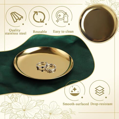 2 Pack 4 Inch Small Gold Tray, Palm-Sized Gold Jewelry Tray,Small Stainless Steel Tray for Jewelry, Vanity, Kitchen, Bathroom in Saudi Arabia