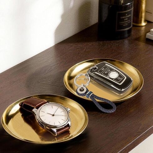 2 Pack 4 Inch Small Gold Tray, Palm-Sized Gold Jewelry Tray,Small Stainless Steel Tray for Jewelry, Vanity, Kitchen, Bathroom in Saudi Arabia