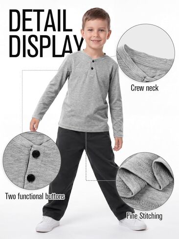 قمصان Cooraby Boys بأكمام طويلة من Henley للأطفال كاجوال بأزرار أمامية للأولاد من سن 5 إلى 14 عامًا in Kuwait