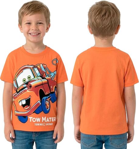 Disney Shirts for Kids, Lightning McQueen T Shirt Pack of 3, Boys Cars T Shirt, Multicolor 8 in Kuwait