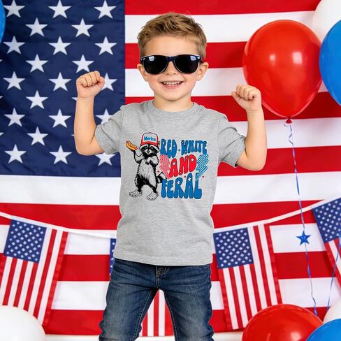 Kids 4th of July Shirt Boys Girls American Flag Largemouth Bass Patriotic T-Shirt Toddler Independence Day Tee 2-7 Years in Kuwait