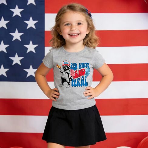 Kids 4th of July Shirt Boys Girls American Flag Largemouth Bass Patriotic T-Shirt Toddler Independence Day Tee 2-7 Years in Kuwait
