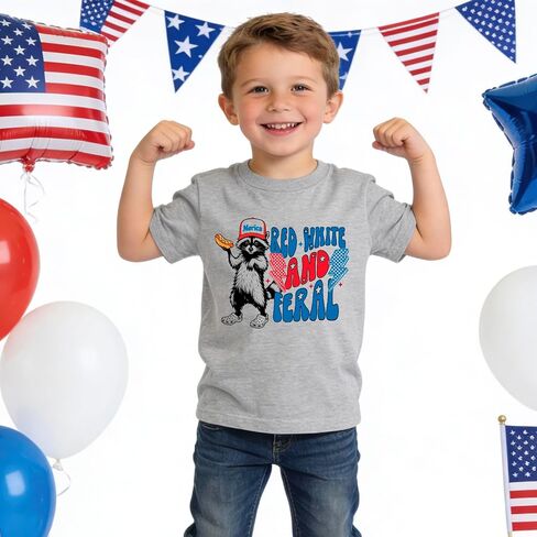 Kids 4th of July Shirt Boys Girls American Flag Largemouth Bass Patriotic T-Shirt Toddler Independence Day Tee 2-7 Years in Kuwait