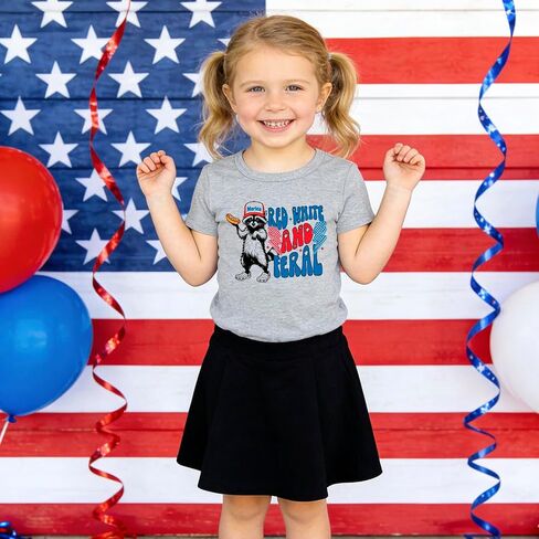 Kids 4th of July Shirt Boys Girls American Flag Largemouth Bass Patriotic T-Shirt Toddler Independence Day Tee 2-7 Years in Kuwait