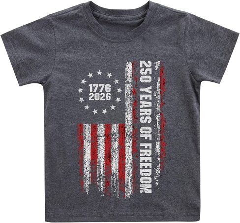 Kids 4th of July Shirt Boys Girls American Flag Largemouth Bass Patriotic T-Shirt Toddler Independence Day Tee 2-7 Years in Kuwait