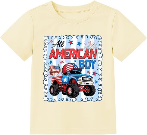 Kids 4th of July Shirt Boys Girls American Flag Largemouth Bass Patriotic T-Shirt Toddler Independence Day Tee 2-7 Years in Kuwait