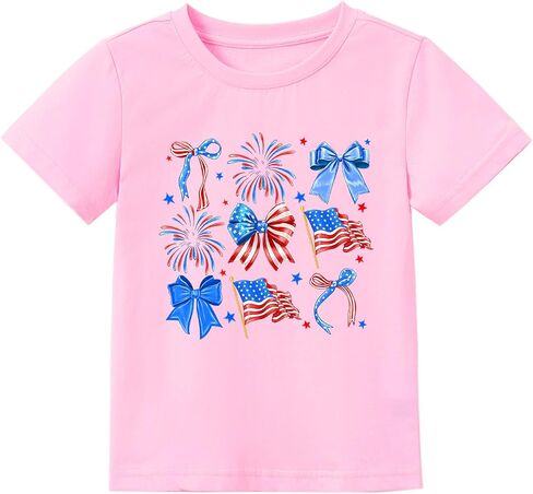 Kids 4th of July Shirt Boys Girls American Flag Largemouth Bass Patriotic T-Shirt Toddler Independence Day Tee 2-7 Years in Kuwait