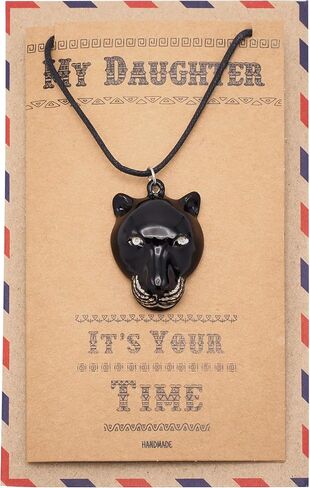 quan jewelry Black Panther Inspired Pendant Daughters Necklace, Handmade Charm, Gifts for Him & Her, Black Cat Lovers, with Inspirational Quote Card for Daughter Gift in Kuwait