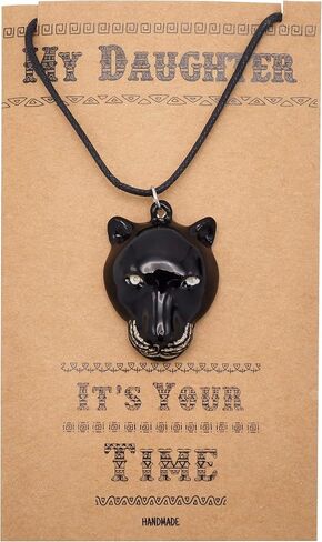 quan jewelry Black Panther Inspired Pendant Daughters Necklace, Handmade Charm, Gifts for Him & Her, Black Cat Lovers, with Inspirational Quote Card for Daughter Gift in Kuwait