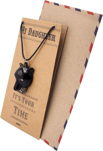 quan jewelry Black Panther Inspired Pendant Daughters Necklace, Handmade Charm, Gifts for Him & Her, Black Cat Lovers, with Inspirational Quote Card for Daughter Gift in Kuwait