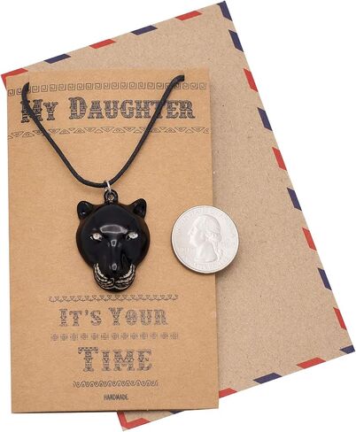 quan jewelry Black Panther Inspired Pendant Daughters Necklace, Handmade Charm, Gifts for Him & Her, Black Cat Lovers, with Inspirational Quote Card for Daughter Gift in Kuwait