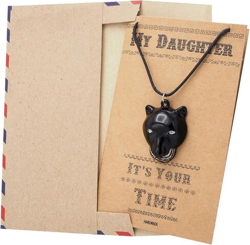 quan jewelry Black Panther Inspired Pendant Daughters Necklace, Handmade Charm, Gifts for Him & Her, Black Cat Lovers, with Inspirational Quote Card for Daughter Gift in Kuwait