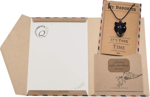 quan jewelry Black Panther Inspired Pendant Daughters Necklace, Handmade Charm, Gifts for Him & Her, Black Cat Lovers, with Inspirational Quote Card for Daughter Gift in Kuwait