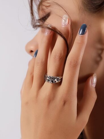 Sacina Face Ring, Gothic Emo Punk Grunge Ring, Christmas Jewelry Gift in Kuwait