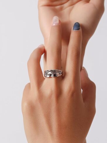 Sacina Face Ring, Gothic Emo Punk Grunge Ring, Christmas Jewelry Gift in Kuwait
