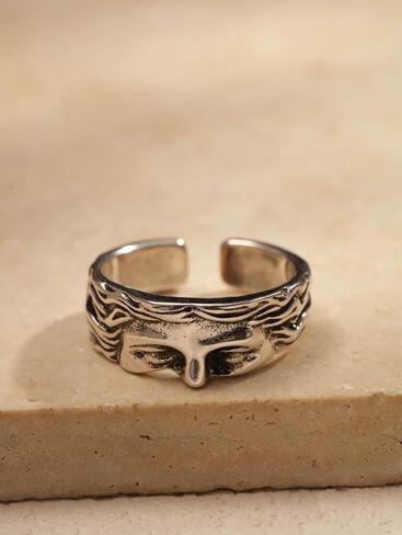Sacina Face Ring, Gothic Emo Punk Grunge Ring, Christmas Jewelry Gift in Kuwait
