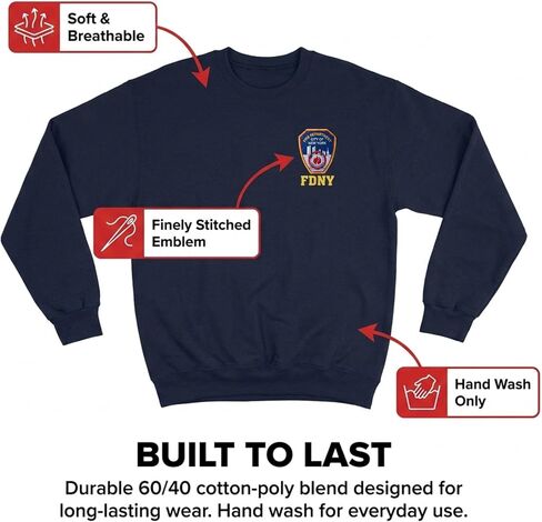 Artisan Owl F.D NY-Inspired Embroidered Crew Neck Sweatshirt, Relaxed Fit, Navy Blue in Kuwait