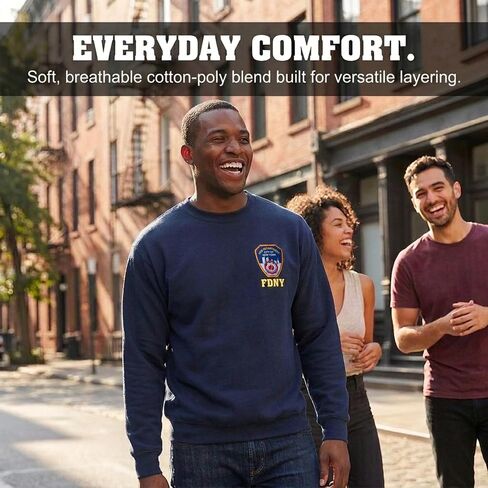 Artisan Owl F.D NY-Inspired Embroidered Crew Neck Sweatshirt, Relaxed Fit, Navy Blue in Kuwait