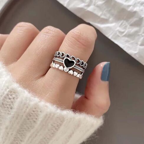 Black Heart Shaped Ring for Women in Saudi Arabia