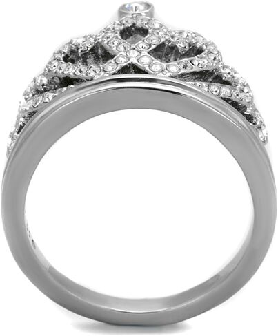Marimor Jewelry Queen Royalty Princess Crown Silver Stainless Steel Fashion Ring Women's Size 5-10 in Kuwait