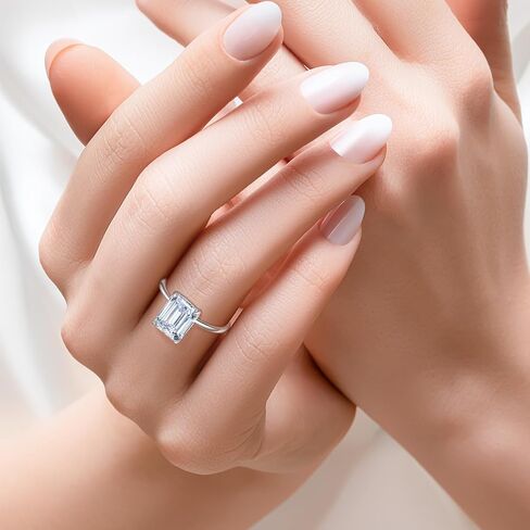 4ct Cubic Zirconia Engagement Rings For Women Promise Ring 14K Gold/Silver Plated Sterling Silver Emerald Cut CZ Wedding Band Size 5-10 in Saudi Arabia