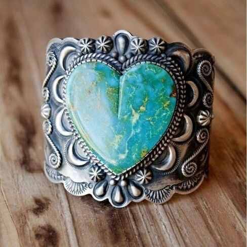 Vintage Turquoise Heart Heart Band Ring for Women Stacking Eternity Bands Statement Cocktail 925 Sterling Silver Turquoise Stackable Ring for Women Everyday Comfort Ring Engagement Ring Size 7 in Saudi Arabia