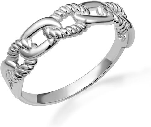 .925 Sterling Silver Chain Link Band Ring with Multiple Ring Size in Saudi Arabia