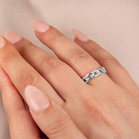 .925 Sterling Silver Chain Link Band Ring with Multiple Ring Size in Saudi Arabia