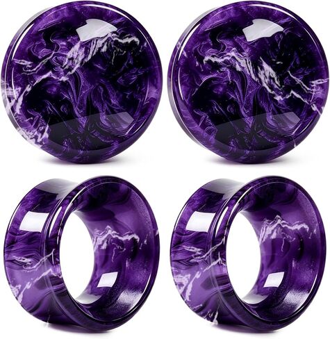 WYR Acrylic Ear Gauge 4pc Set (2 Hollow & 2 Solid): Lightweight Hypoallergenic Ear Plugs for Daily Wear & Piercing Expansion in Saudi Arabia
