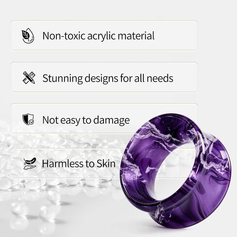 WYR Acrylic Ear Gauge 4pc Set (2 Hollow & 2 Solid): Lightweight Hypoallergenic Ear Plugs for Daily Wear & Piercing Expansion in Saudi Arabia