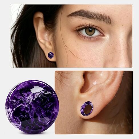 WYR Acrylic Ear Gauge 4pc Set (2 Hollow & 2 Solid): Lightweight Hypoallergenic Ear Plugs for Daily Wear & Piercing Expansion in Saudi Arabia