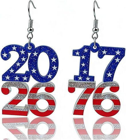 4th of July Patriotic Earrings for Women | Red White Blue Independence Day Earring Accessories, Stylish Ornaments, Perfect Holiday Commemorative Gift Idea in Kuwait