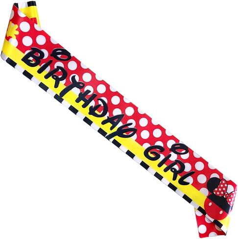 Minnie Inspired Birthday Sash for Girls, 160×10cm Premium Satin Bday Girl Sash with Safety Pin, Birthday Party Decorations and Favors for Kids in Saudi Arabia