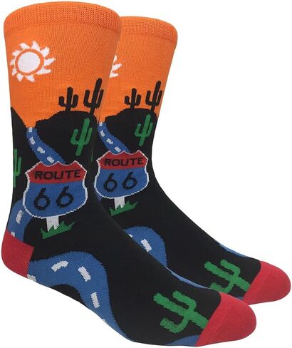 BUYYOURTIES SOCKZ-103 - جوارب برتقالية للرجال طريق 66 in Kuwait