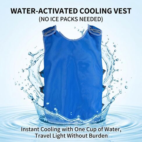 Cooling Vest for Men Women,Water Activated Evaporative Cool Ice Vests,Ice Vest Adjustable in Saudi Arabia