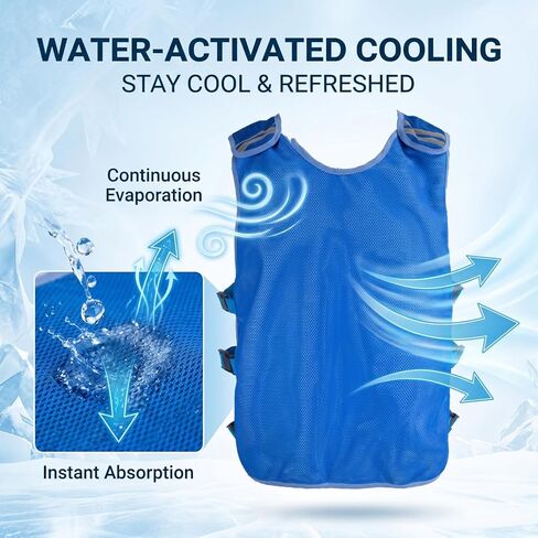 Cooling Vest for Men Women,Water Activated Evaporative Cool Ice Vests,Ice Vest Adjustable in Saudi Arabia